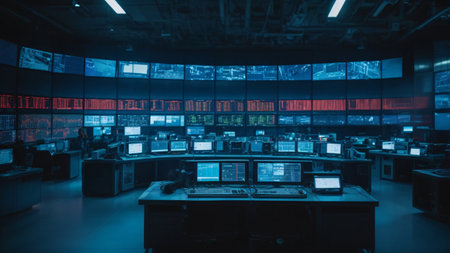 Security room with computers and monitors, stock exchange, stock exchange tradingの素材