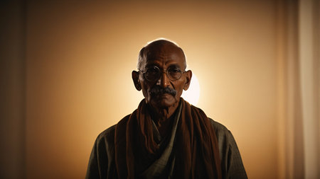 Portrait of an old buddhist monk in a temple.の素材