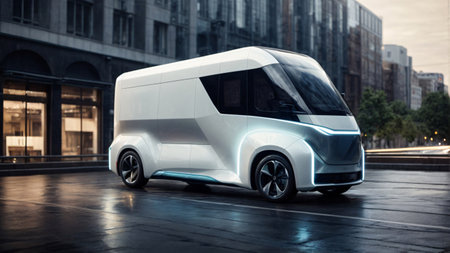 3d rendering of a brand-less generic electric city car.の素材