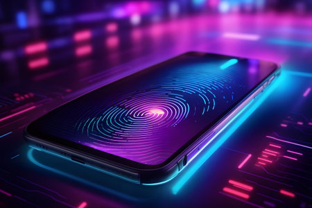 Fingerprint on the screen of a smartphone. 3d renderingの素材