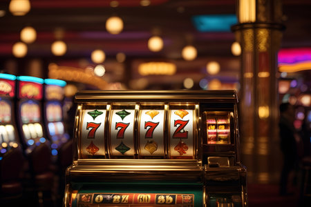 Slot machine in casino. Golden jackpot. Win the jackpotの素材