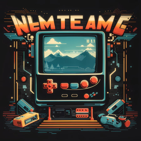 Retro video game, vector illustration in vintage style on black backgroundの素材