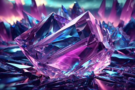 Purple crystal background, 3d rendering. Computer digital drawing.の素材