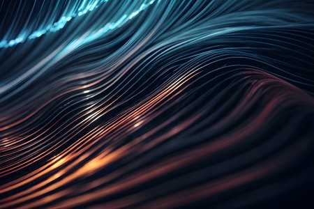 abstract background with smooth lines in dark blue and orange colors, 3d renderの素材