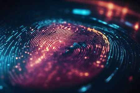 3D illustration of abstract digital technology background with depth of field and bokeh effectの素材