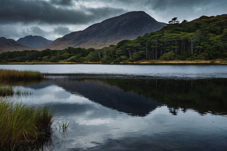 Beautiful landscape image of Blea Tarn in Lake District Englandの素材