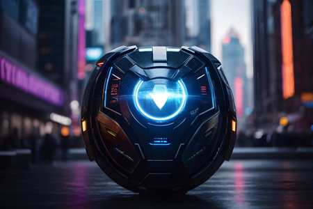 Close-up of a virtual reality headset on the street.の素材