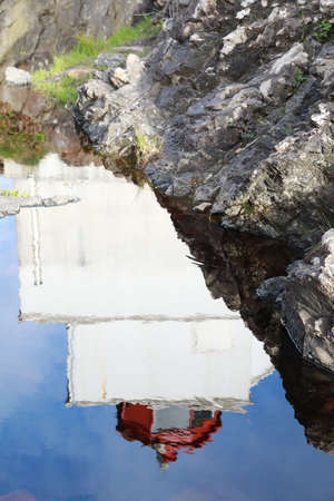 Amphitrite Point Lighthouse near Uclulelet, Vancouver island, British Columbia Canadaの写真素材