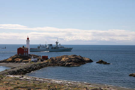 Fisgard Lighthouse National Historic Site along the Pacific coast near Victoria, BC, Canadaの写真素材
