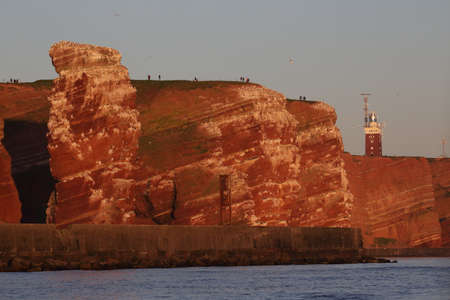 Sunset on the rocky coast, sunset on Helgoland in Germanyの写真素材