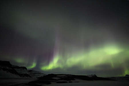 Northern lights at Skaftafell- southern iceland, Iceland, Europeの写真素材