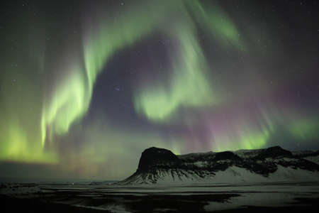 Northern lights at Skaftafell- southern iceland, Iceland, Europeの写真素材