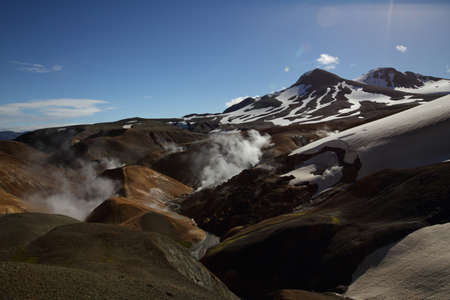 Kerlingarfjoll or The Ogress' Mountains,Rhyolite mountains, a volcanic mountain range situated in...