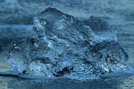 Glacier ice chunks on the black beach at Jokulsarlon, Iceland