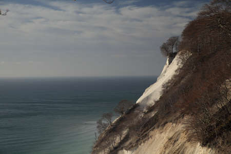 Moens Klint, high limestone cliff at the east coast of Denmarkの写真素材