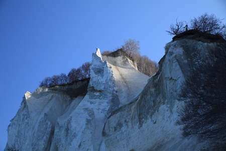 Moens Klint, high limestone cliff at the east coast of Denmarkの写真素材