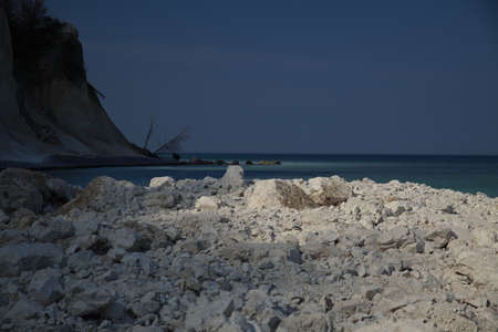 Moens Klint, high limestone cliff at the east coast of Denmarkの写真素材