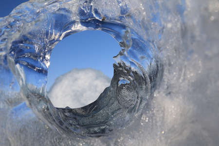 Glacier ice chunks on the black beach at Jokulsarlon, Iceland