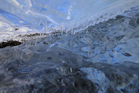 Glacier ice chunks on the black beach at Jokulsarlon, Iceland