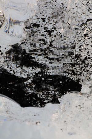 Glacier ice chunks on the black beach at Jokulsarlon, Iceland