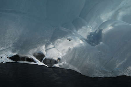 Glacier ice chunks on the black beach at Jokulsarlon, Iceland