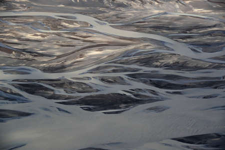 Aerial view of glacier river South Icelandの写真素材