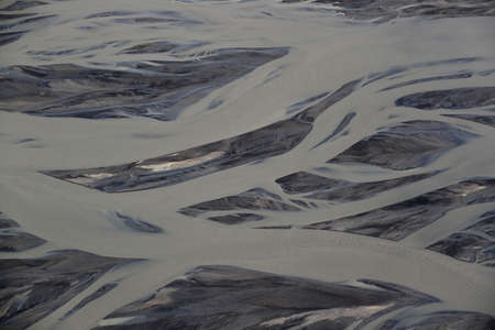 Aerial view of glacier river South Icelandの写真素材