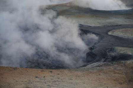 Namafjall geothermal area, near Lake Myvatn, northeast area, Icelandの写真素材