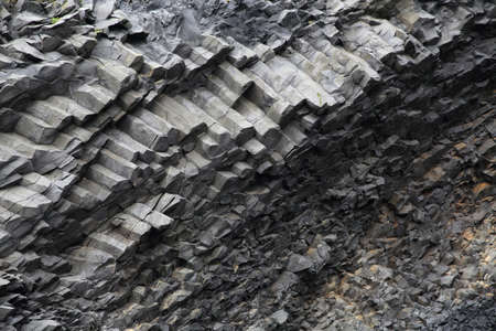 basalt rocks on Reynisfjara beach in iceland close to Vik Icelandの写真素材