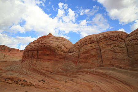 Rock formations in the North Coyote Buttes, part of the Vermilion Cliffs National Monument. This area is also known as The Waveの写真素材