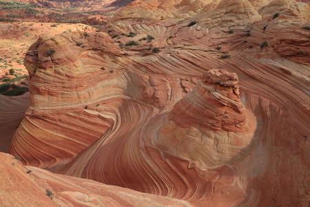 Rock formations in the North Coyote Buttes, part of the Vermilion Cliffs National Monument. This area is also known as The Waveの写真素材