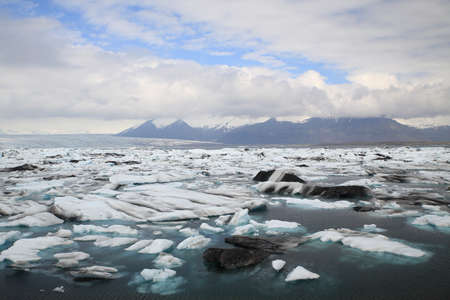 Beautiful view of icebergs in Jokulsarlon glacier lagoon, Vatnajokull National Park, Iceland