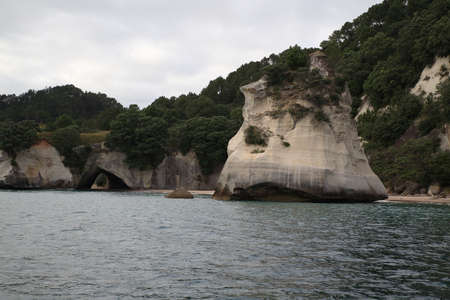 Famous Cathedral Cove area in Coromandel in New Zealandの写真素材