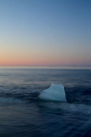 Glacier ice chunks on the black beach at Jokulsarlon