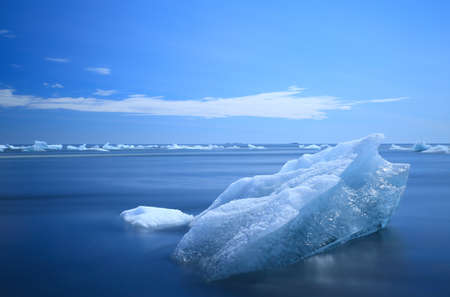 Glacier ice chunks on the black beach at Jokulsarlon