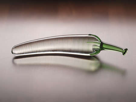 Chili made of glassの写真素材