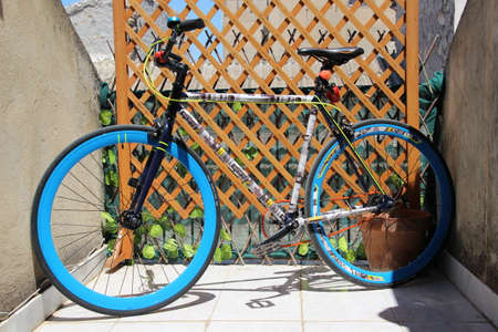 My bike on the terraceの写真素材