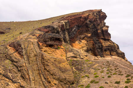 Trail to the end of the peninsula Sao Lourenco on Madeira, Portugalの写真素材