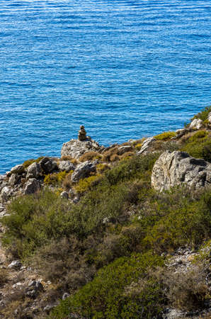 Stone Figure at the coast of Crete, Greeceの写真素材