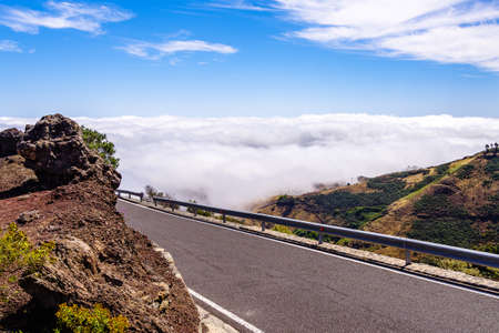 Road into the clouds, Gran Canaria, Canary islands, Spainの写真素材