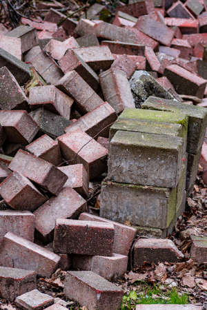 Old paving stones on a pileの写真素材