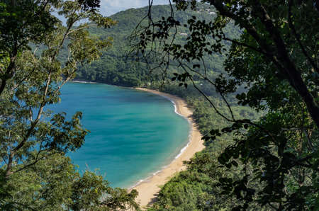View to Beach Grande Anse on Base-Terre island, taken from above, Guadeloupe, french antilles