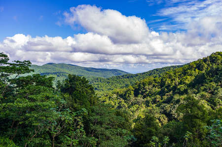 View from Col des Mamelles over Base-Terre, Guadeloupe, Caribbeanの写真素材