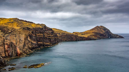 View over the peninsula of Sao Lourenco, dramatic sky, Madeira, Portugalの写真素材