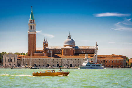 Venice, VENETO / ITALY, AUGUST 20 2015: Chiesa di San Giorgio Maggiore and Grand Canal at sunset, Adriatic Sea.のeditorial素材