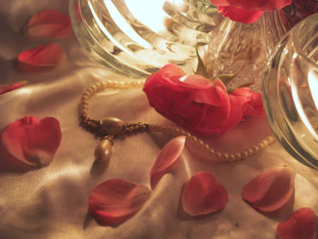 Roses, Candles, and Pearlsの写真素材