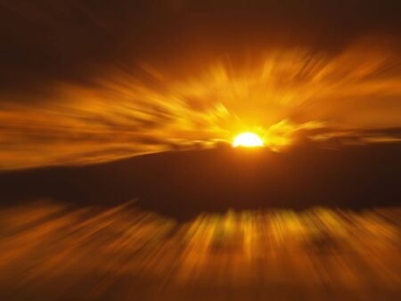 Golden sun and clouds in an abstract event horizonの写真素材