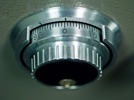 Closeup of a Safe Vault Combination Spinner - Gray Toned