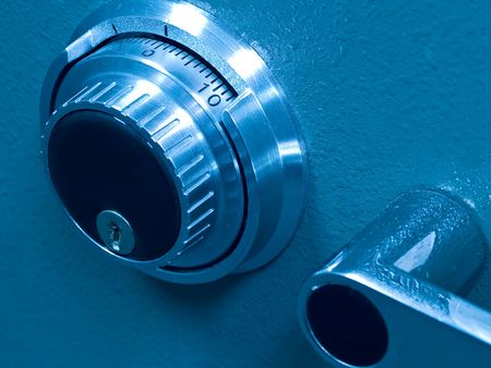 Closeup of a Safe Vault Combination Spinner - Blue Tonedの写真素材