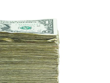 Stack of United States currency background - one dollar bills